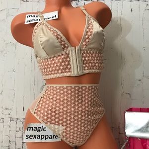 VS LUXE M L XL BRA PANTY SET SATIN MESH BRALETTE